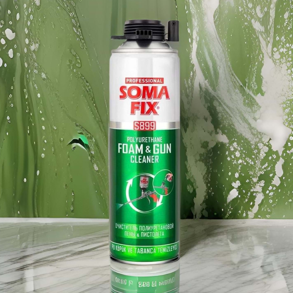 Clean foam easily with SOMAFIX Polyurethane Foam Cleaner S899 500ml