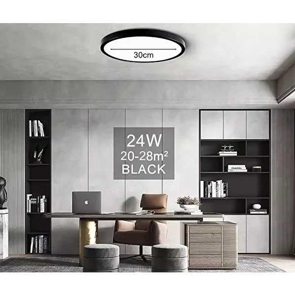 Fico Home Tavana Sıfır Plafonyer Panel Led Avize 6500k Buz Beyazı I Siyah Gövde - Image 2