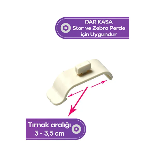Kornişsan 20 Adet Stor Zebra Perde Pratik Kornişe Takma Aparatı Küçük Boy Pratik Ayak Dar Boy - Image 2